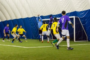 Mohamedhassan Hassanali (Gor Mahia) punches the ball during the 5-4 defeat by Manama FC.