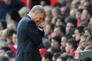 Manchester United manager David Moyes shows his dejection after Southampton equalise.